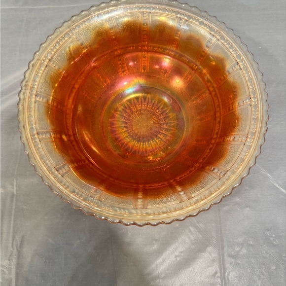Vintage Carnival Glass Bowl Marigold Amber Iridescent - Picture 3 of 6